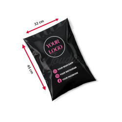 Sachet E-commerce Noire 32x45 Imprimé 2 Couleurs